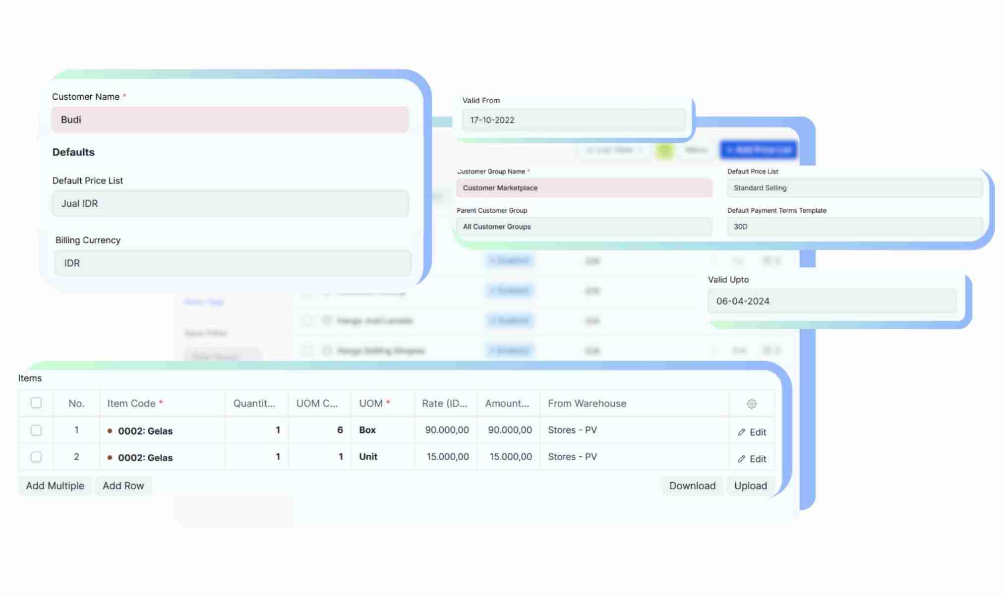 Buat daftar harga (Price List) multi-level dan multi-satuan juga multi-currency